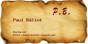 Paul Bálint névjegykártya