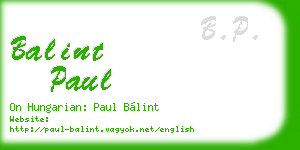 balint paul business card